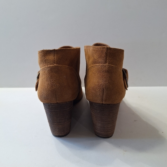 Lucky Brand Western Camel Suede Wedge Heel Ankle Booties Size 8.5 - Picture 7 of 13